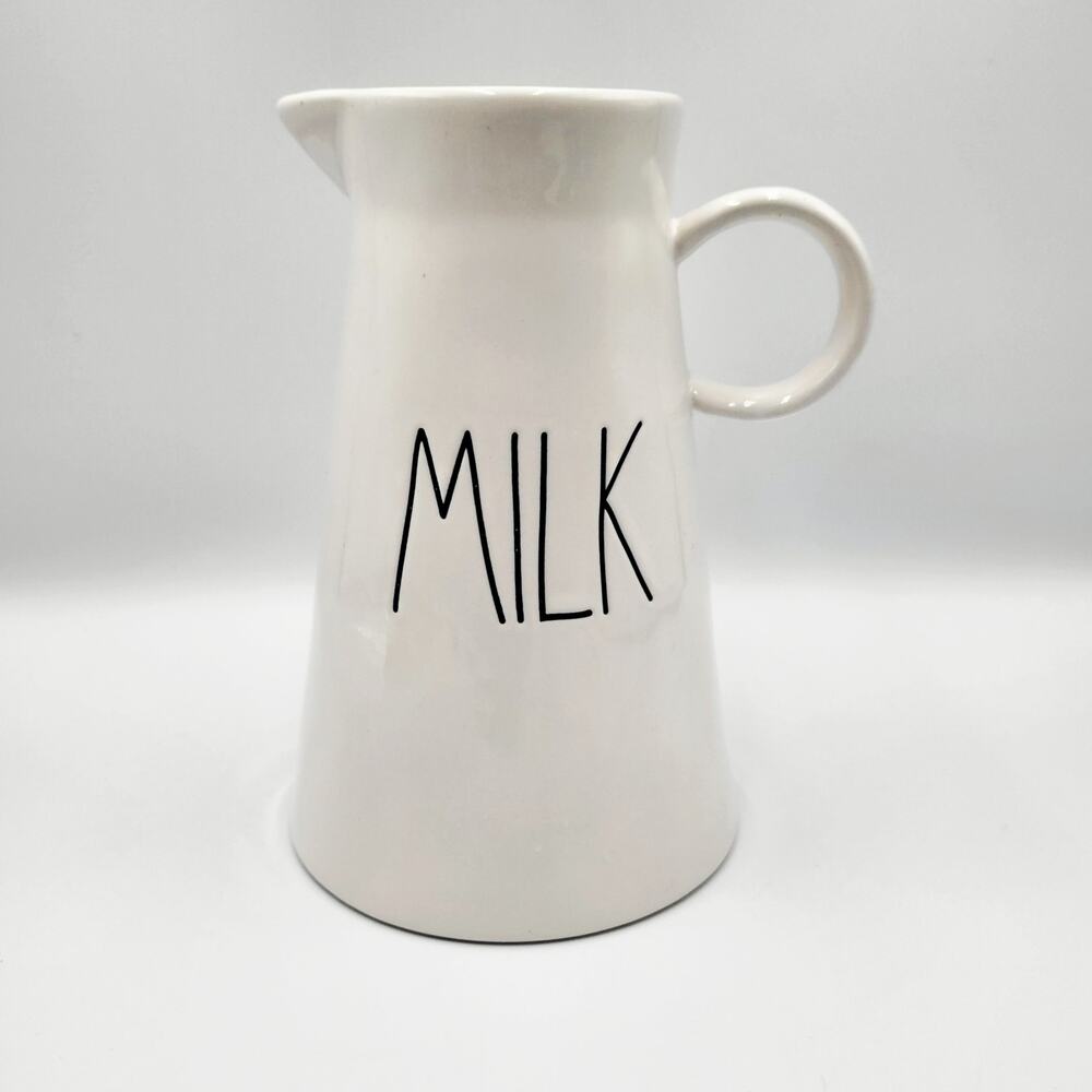 Rae Dunn Artisan Collection by Magenta "MILK" Farmhouse White Ceramic Pitcher